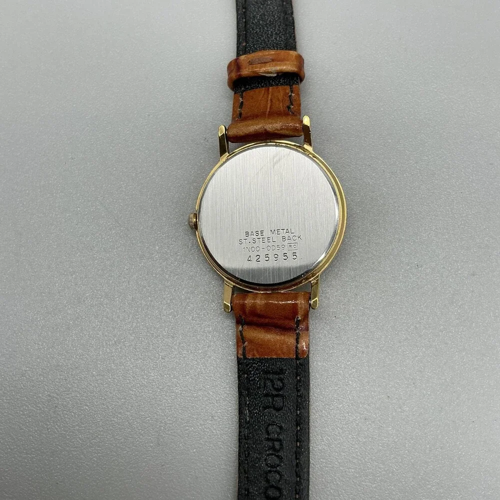 Vintage Seiko Womens Watch 26mm Blue Floral Dial Leather 1N00-0059 New Battery